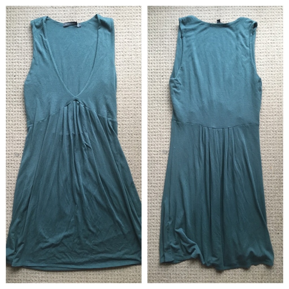 Riller & Fount Teal Green Deep V Mini Dress 0 XS
